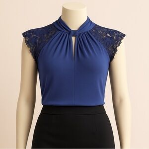 Vintage Blue Ruffled Blouse with Dramatic Sleeves